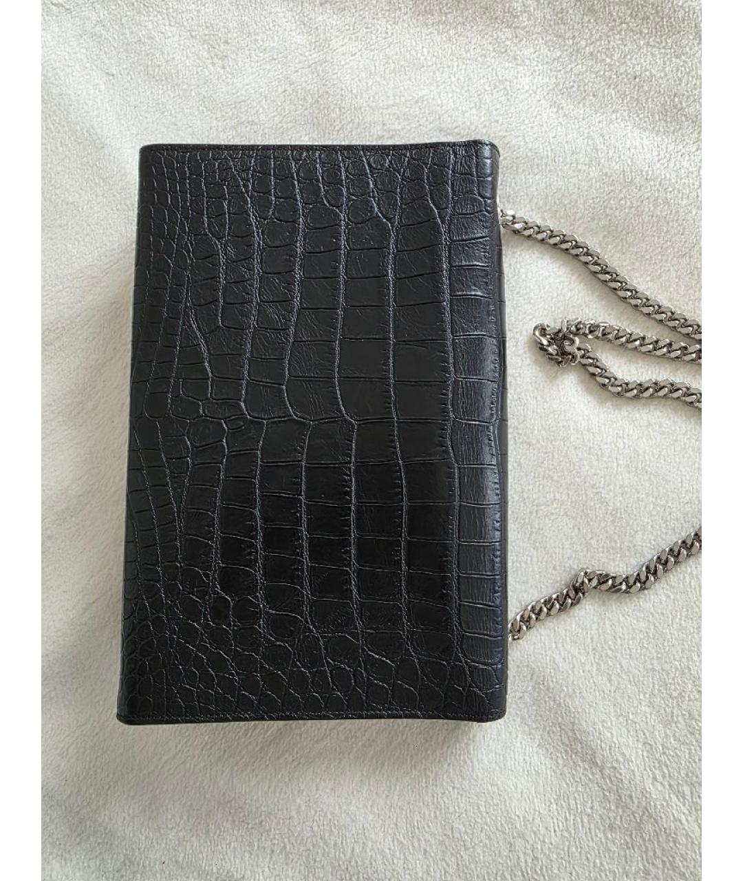 SAINT LAURENT Черная кожаная сумка через плечо, фото 3