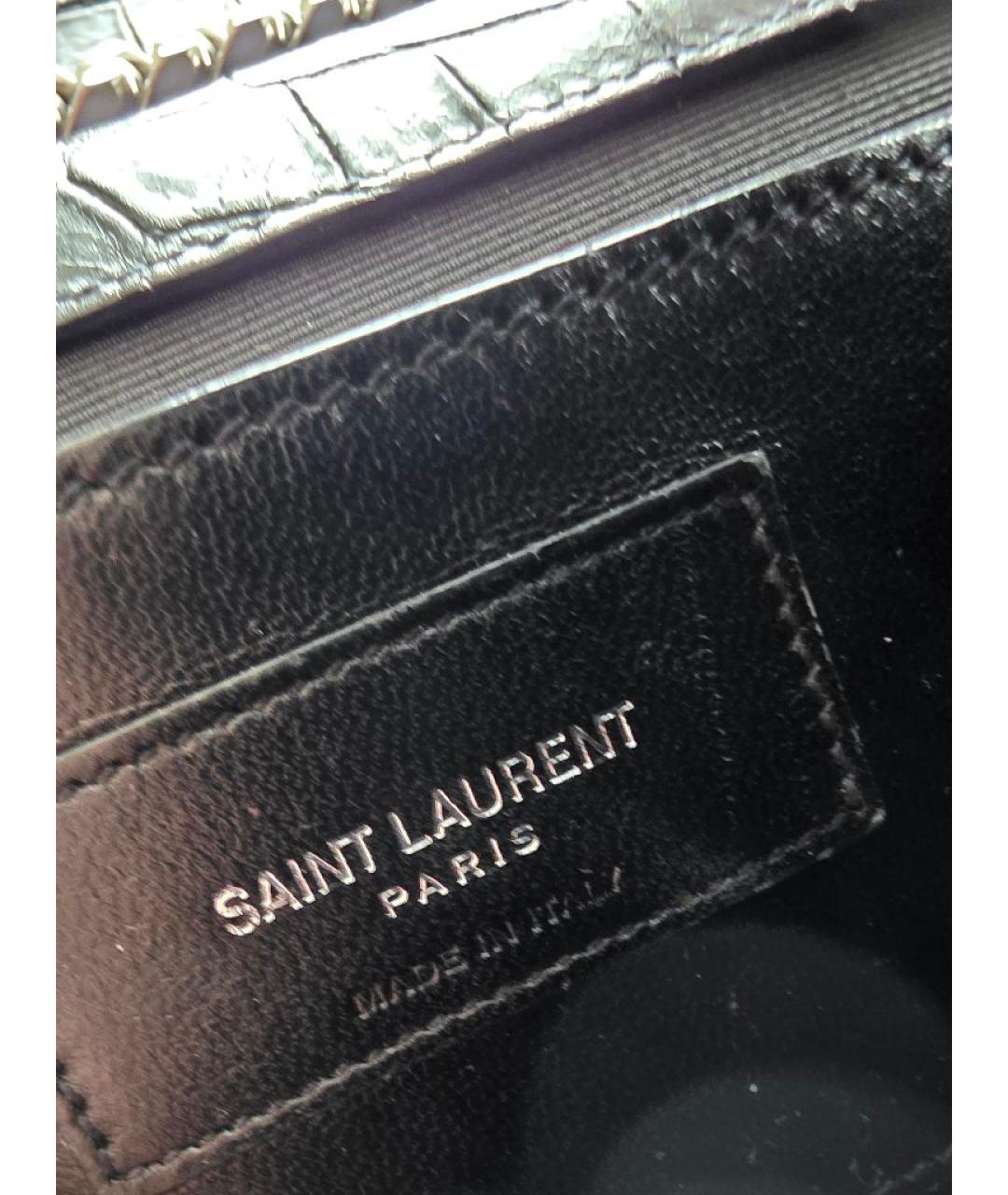 SAINT LAURENT Черная кожаная сумка через плечо, фото 8