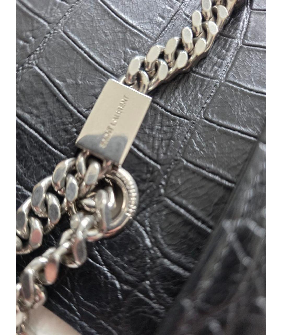 SAINT LAURENT Черная кожаная сумка через плечо, фото 7