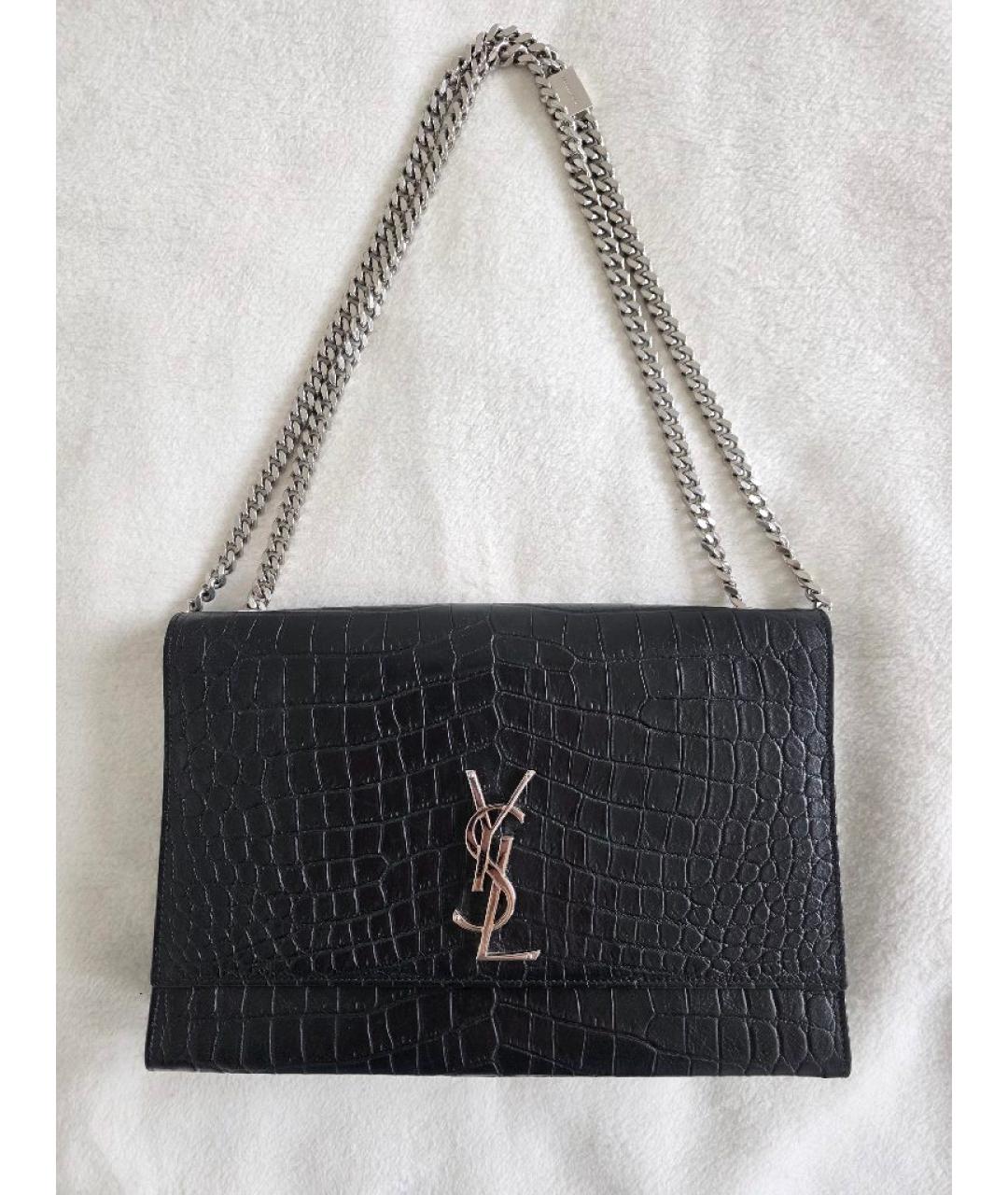 SAINT LAURENT Черная кожаная сумка через плечо, фото 9