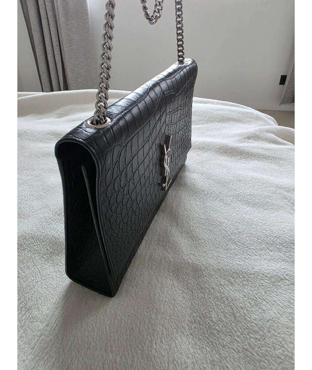 SAINT LAURENT Черная кожаная сумка через плечо, фото 2