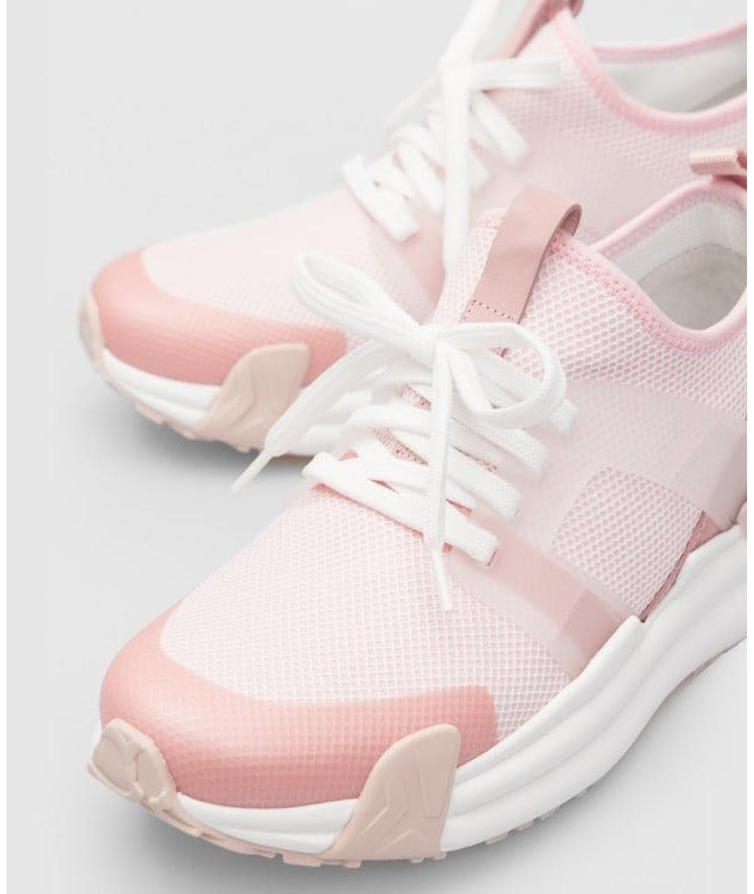 MONCLER Розовые текстильные кроссовки, фото 3