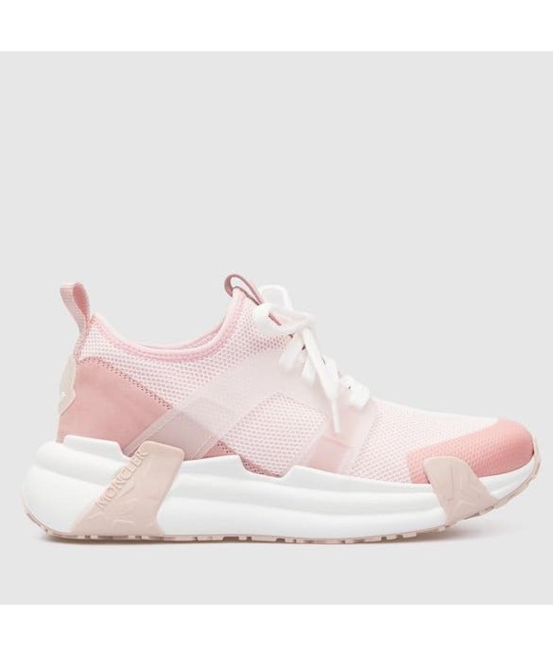 MONCLER Розовые текстильные кроссовки, фото 5