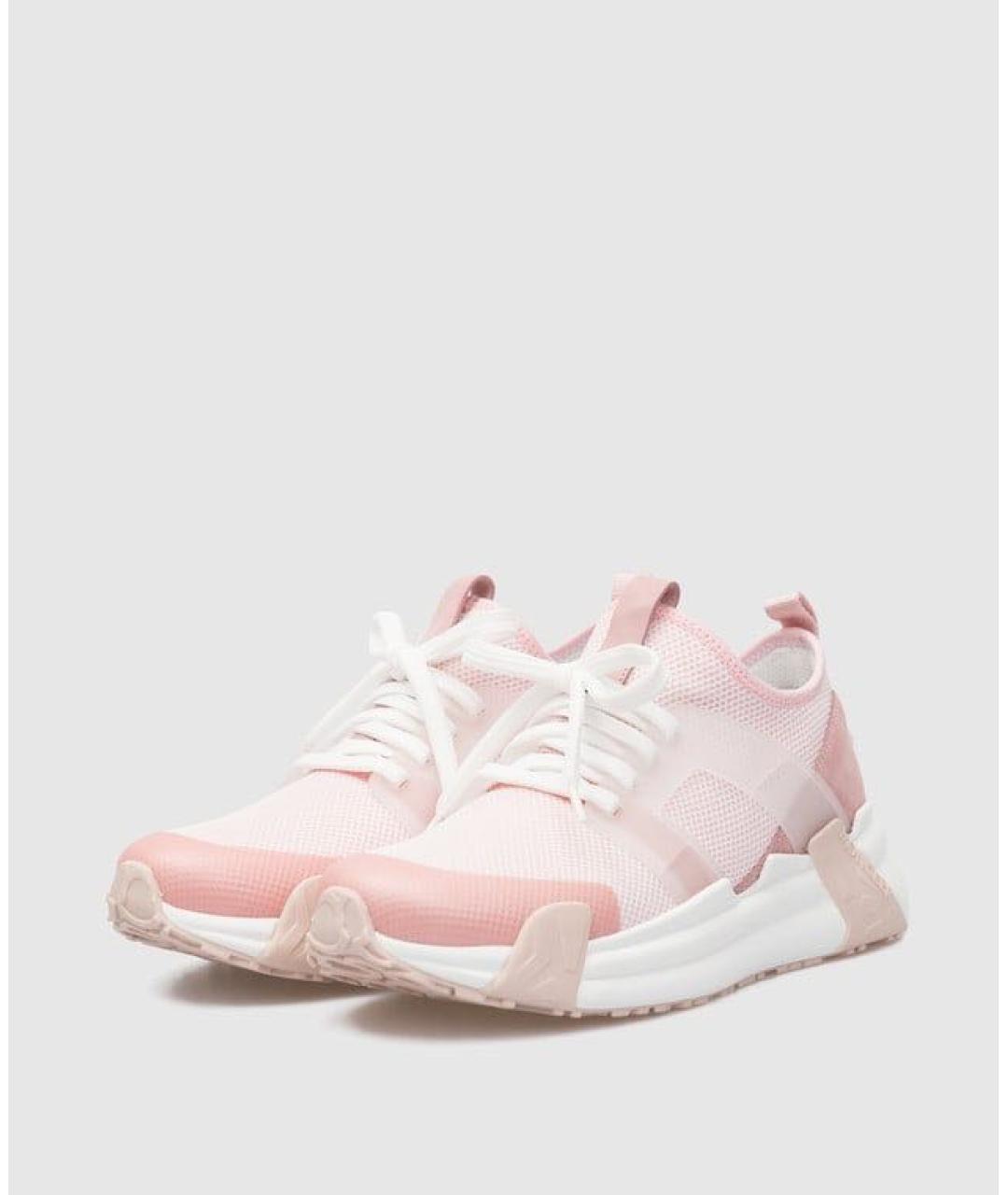 MONCLER Розовые текстильные кроссовки, фото 2