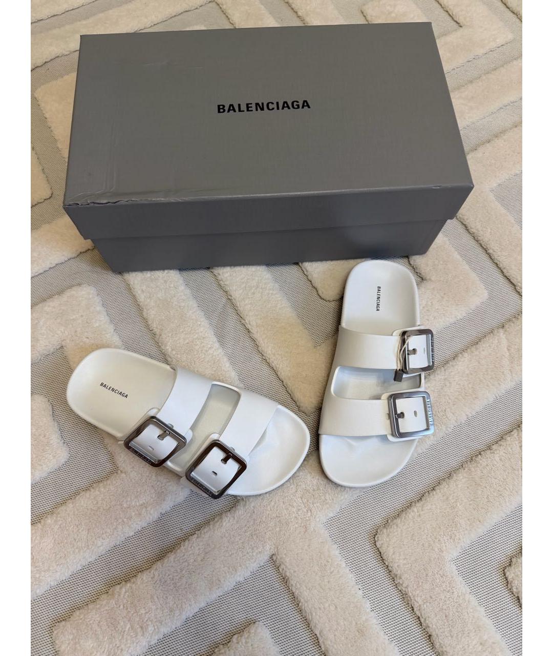 BALENCIAGA Белые кожаные сандалии, фото 5