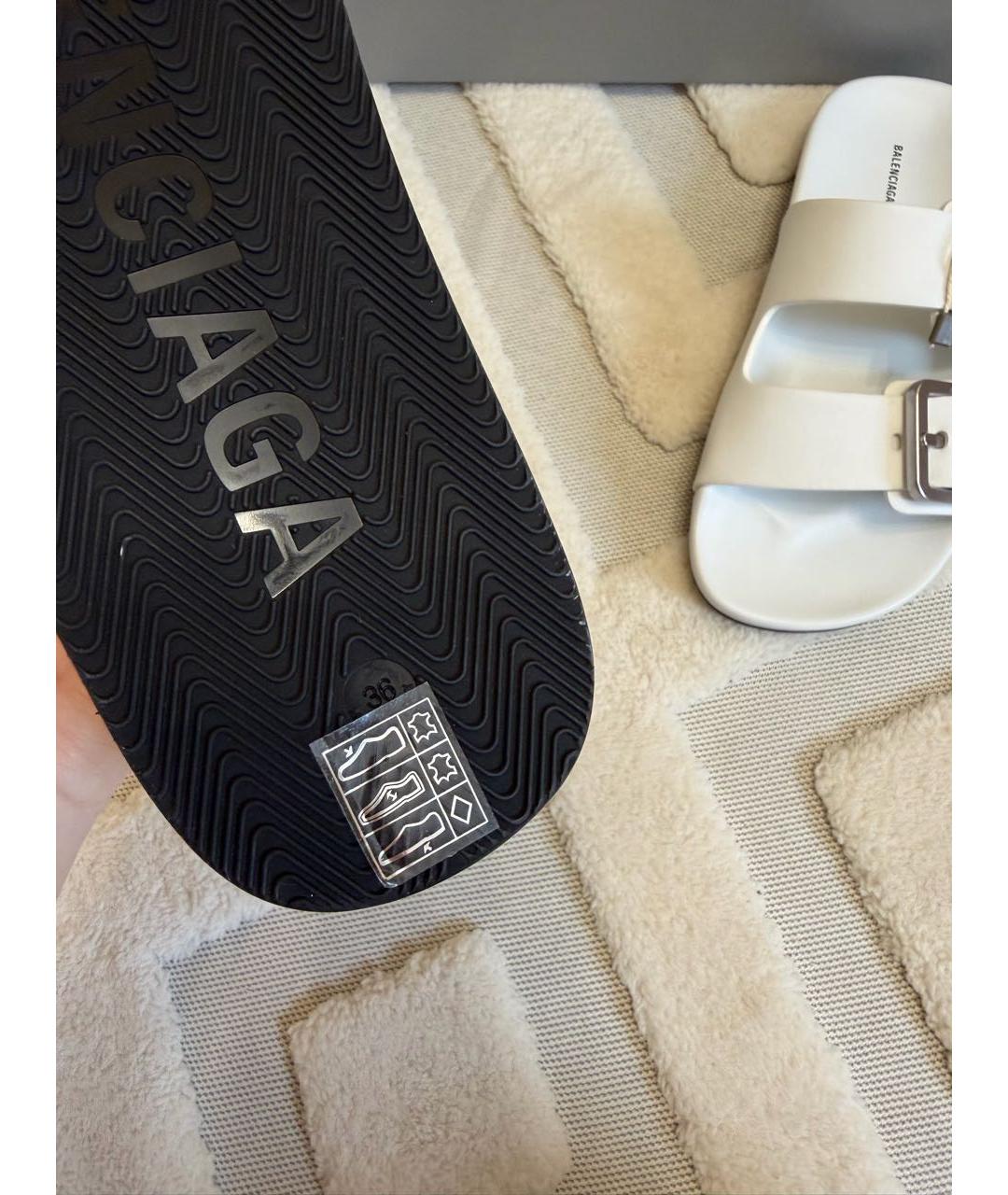 BALENCIAGA Белые кожаные сандалии, фото 3