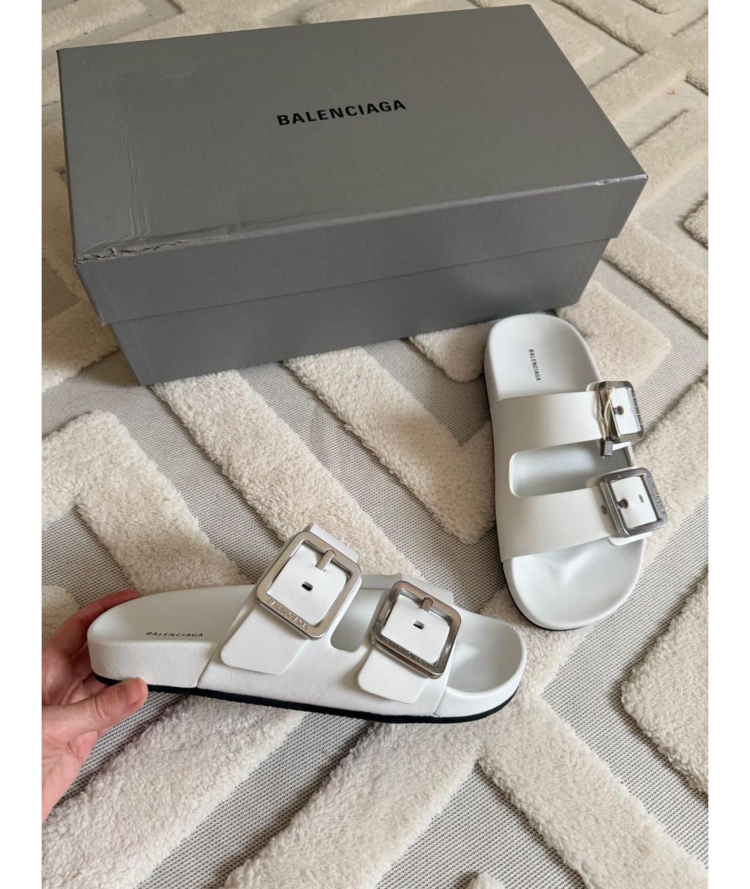 BALENCIAGA Белые кожаные сандалии, фото 2