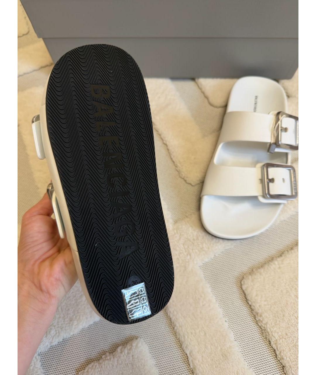 BALENCIAGA Белые кожаные сандалии, фото 6