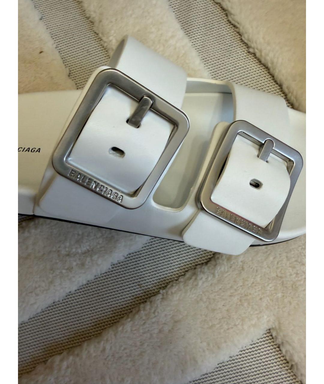 BALENCIAGA Белые кожаные сандалии, фото 4