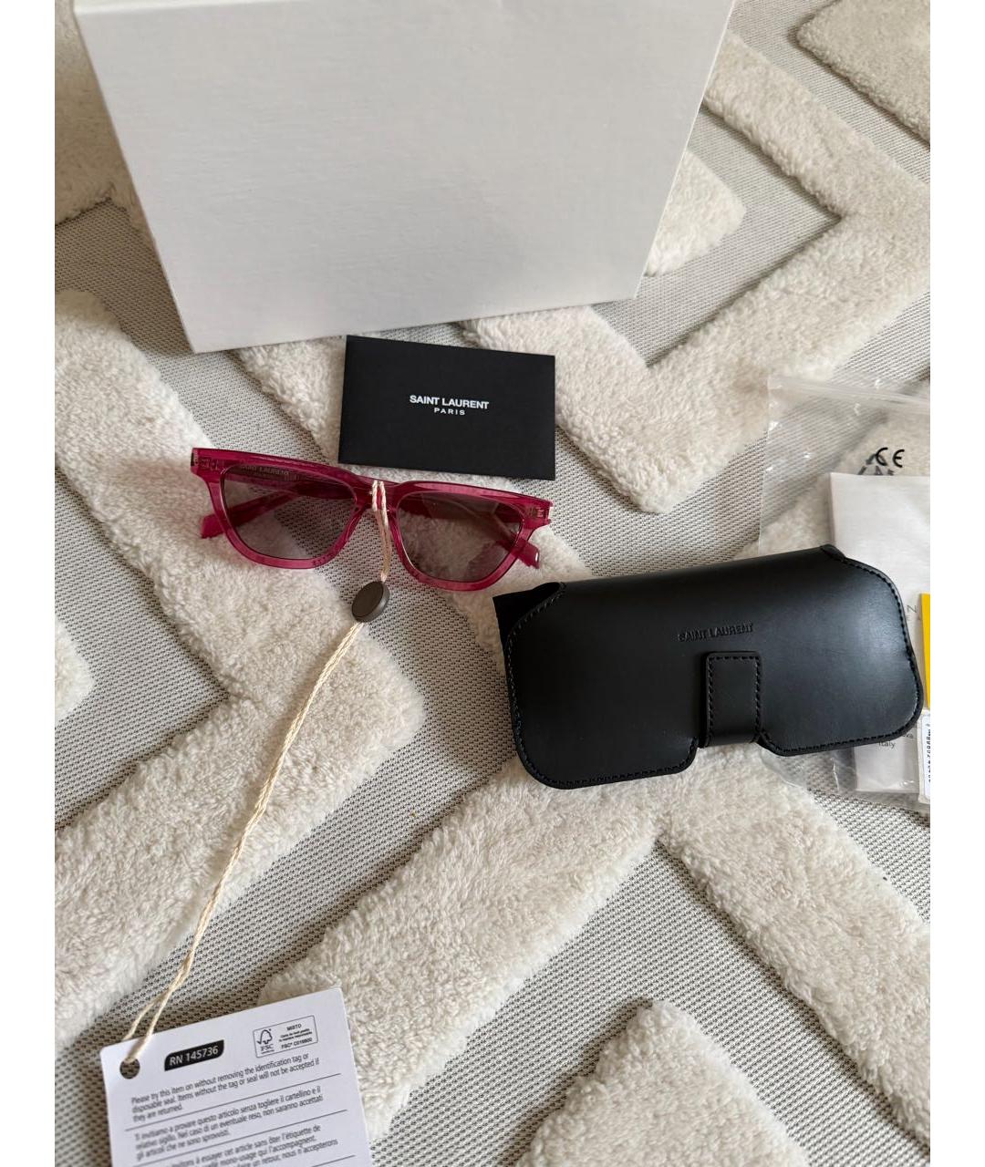 SAINT LAURENT Розовые пластиковые солнцезащитные очки, фото 5