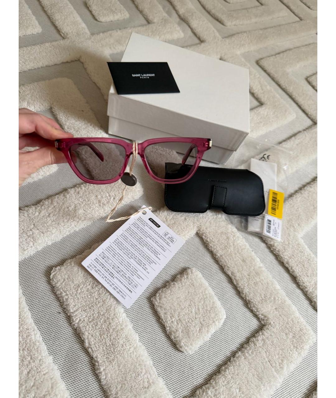 SAINT LAURENT Розовые пластиковые солнцезащитные очки, фото 4