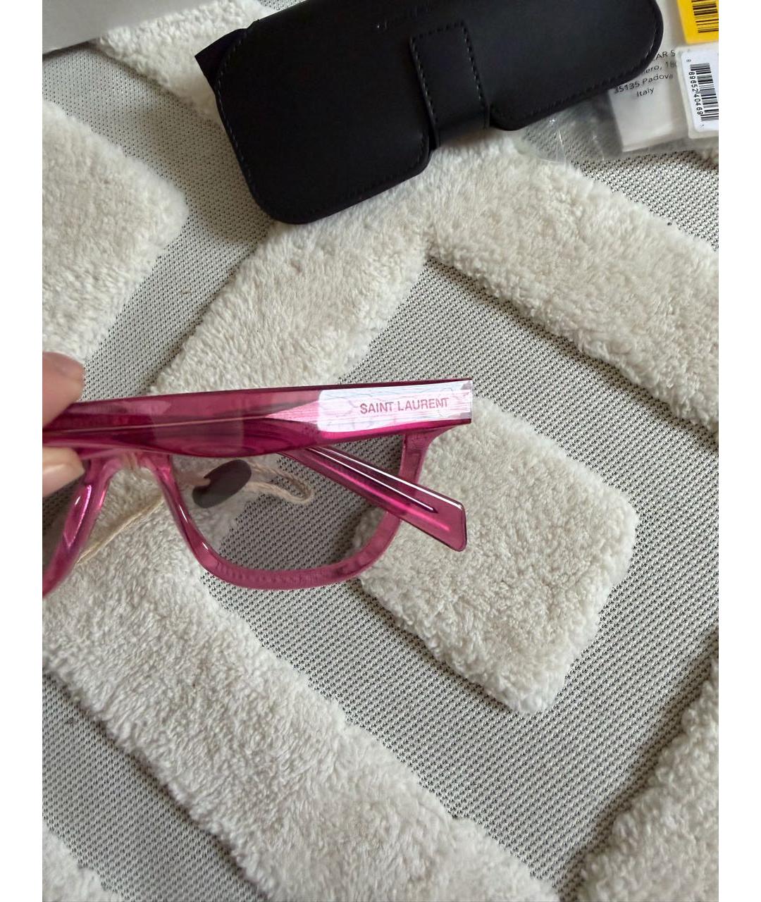SAINT LAURENT Розовые пластиковые солнцезащитные очки, фото 2