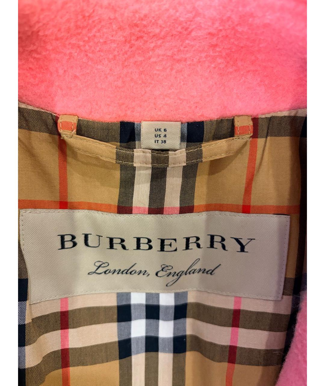 BURBERRY Коралловое шерстяное пальто, фото 4