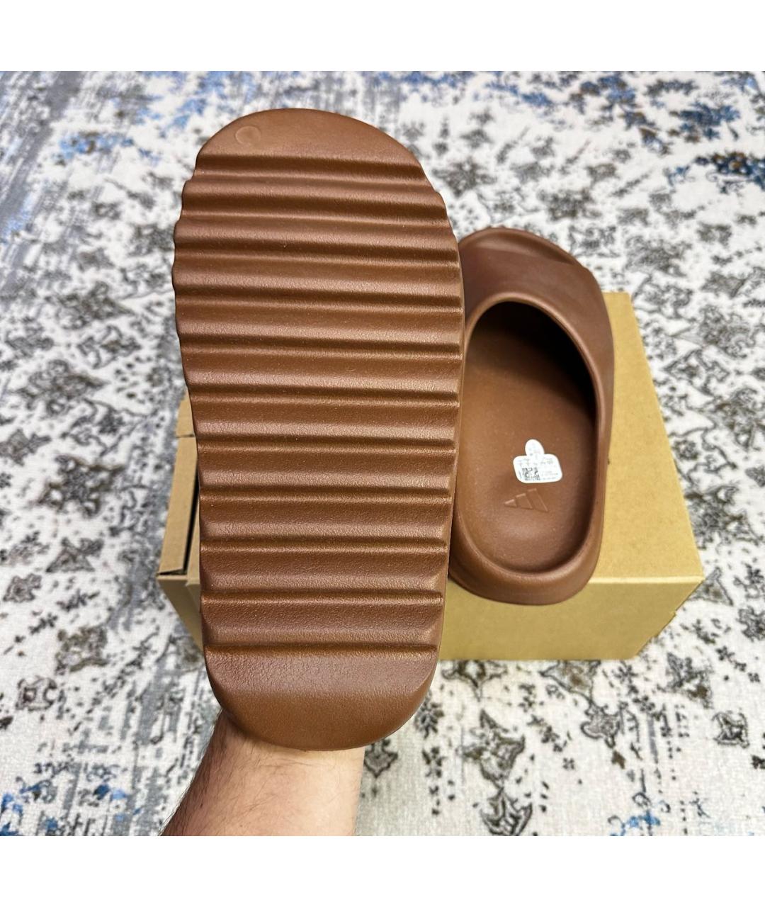 ADIDAS YEEZY Коричневые резиновые сандалии, фото 5