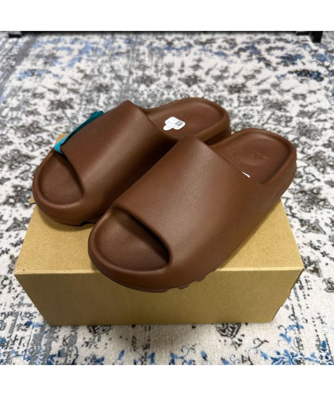 ADIDAS YEEZY Коричневые резиновые сандалии, фото 2