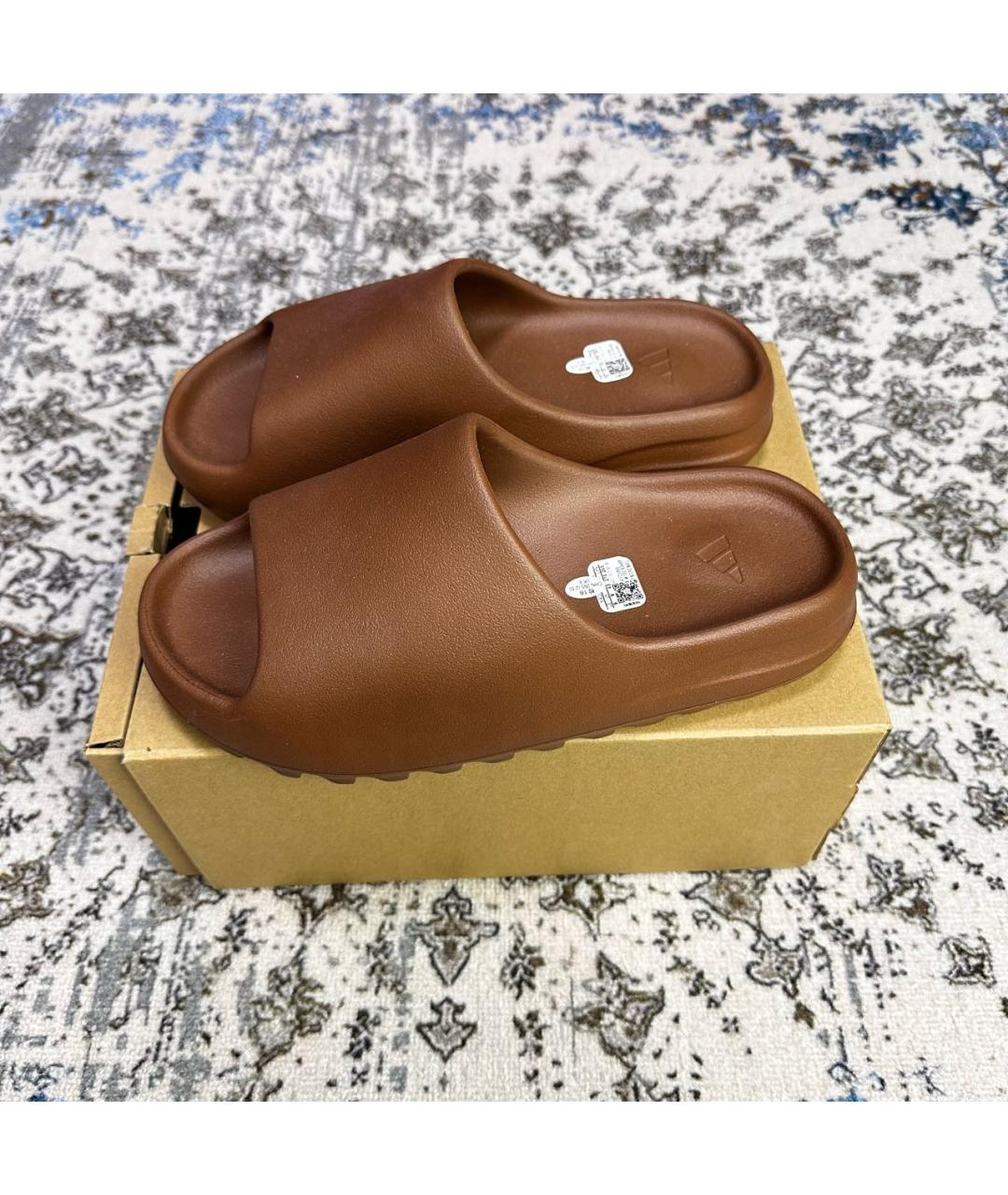 ADIDAS YEEZY Коричневые резиновые сандалии, фото 7