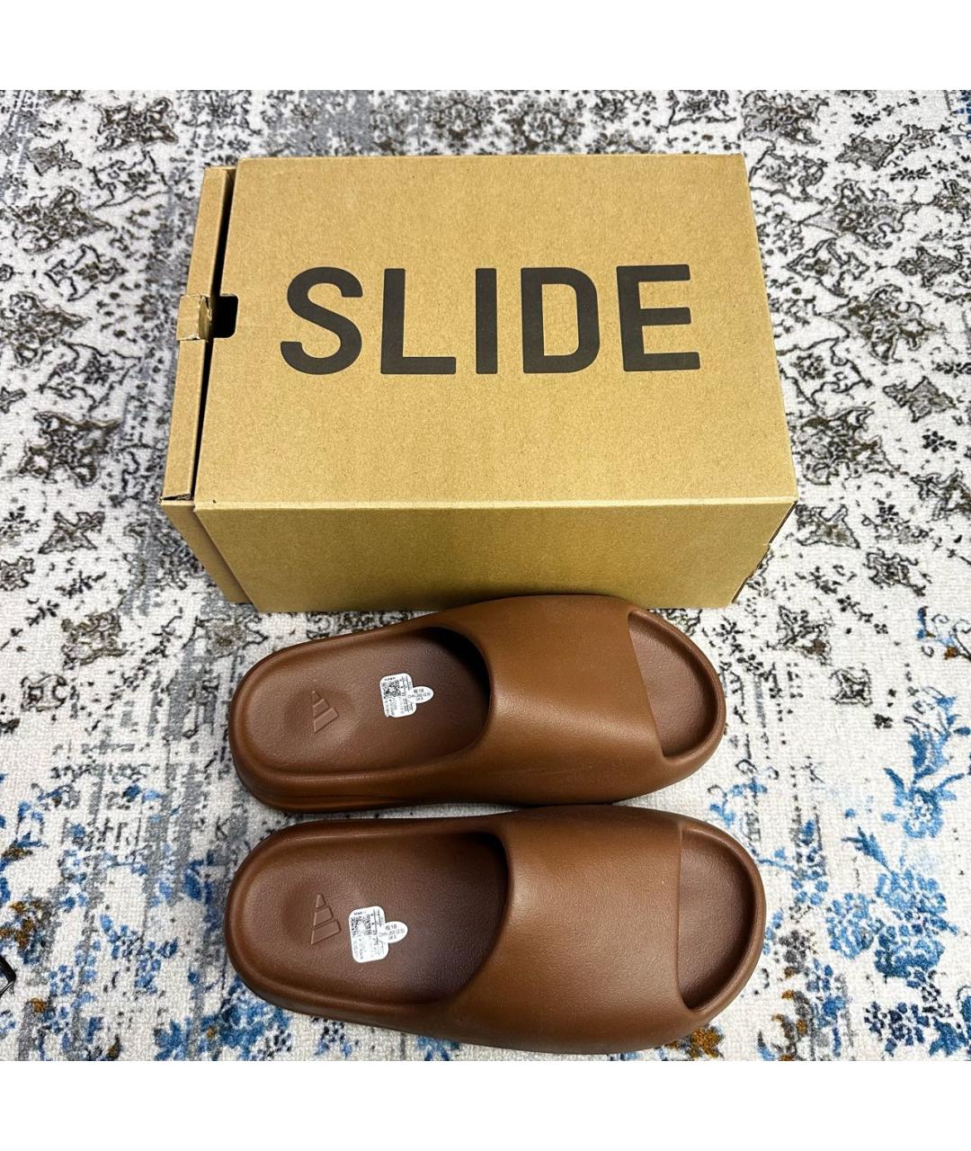 ADIDAS YEEZY Коричневые резиновые сандалии, фото 6