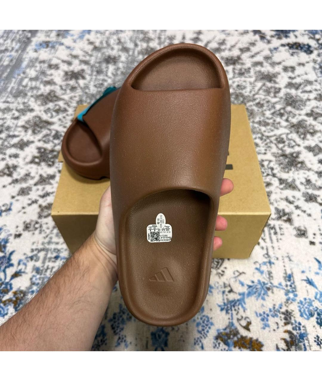 ADIDAS YEEZY Коричневые резиновые сандалии, фото 3
