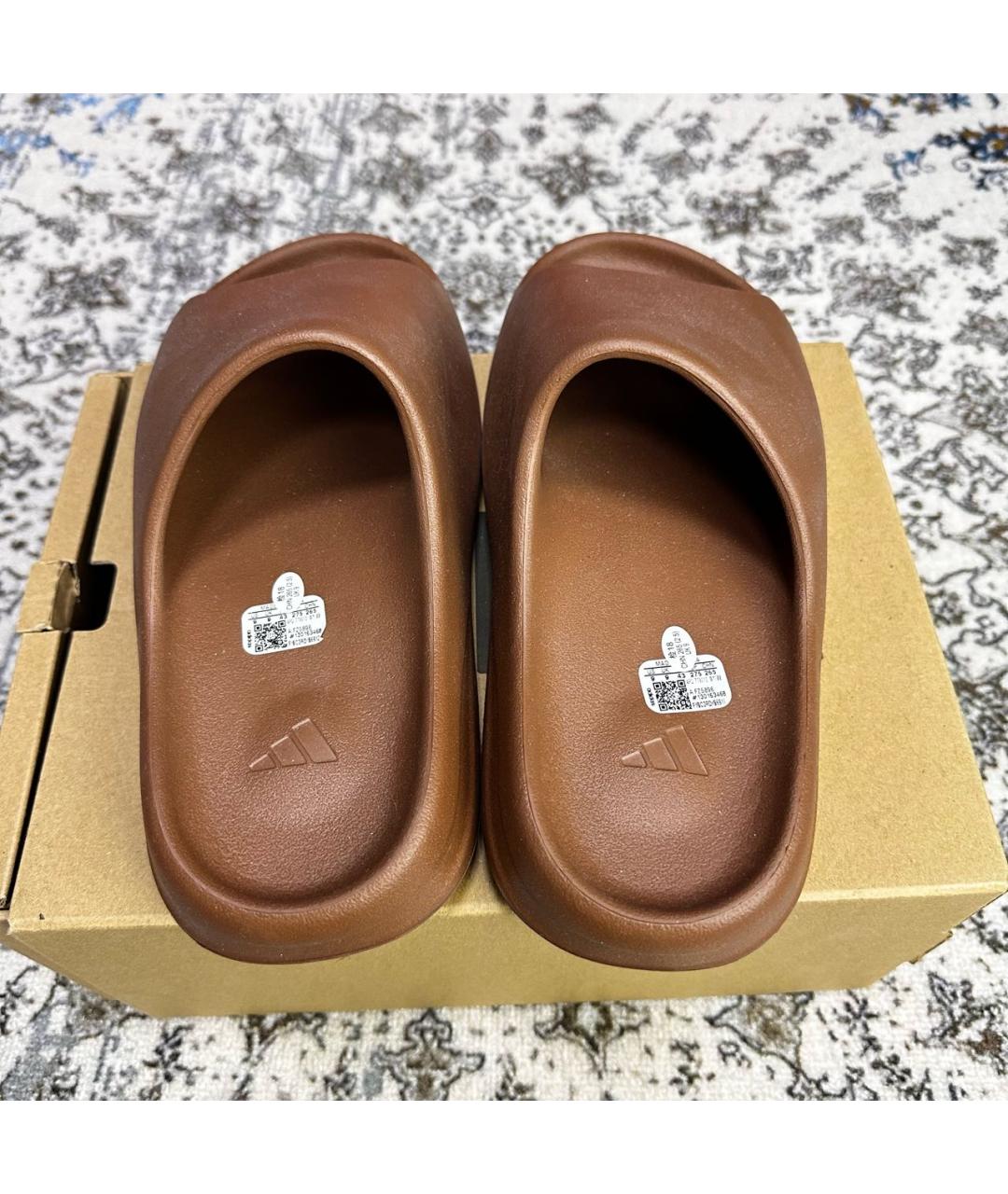 ADIDAS YEEZY Коричневые резиновые сандалии, фото 4