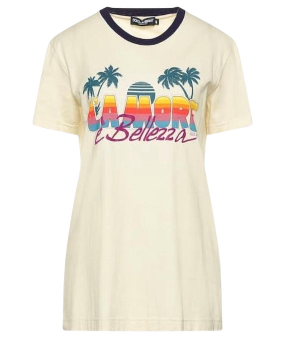 DOLCE&GABBANA Бежевая хлопковая футболка, фото 1