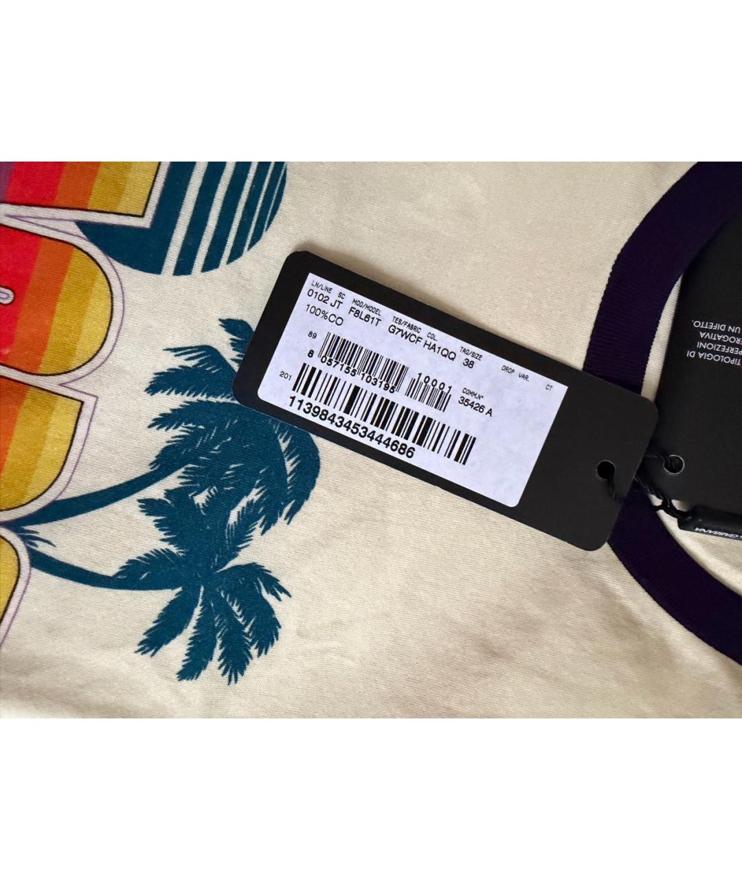 DOLCE&GABBANA Бежевая хлопковая футболка, фото 2