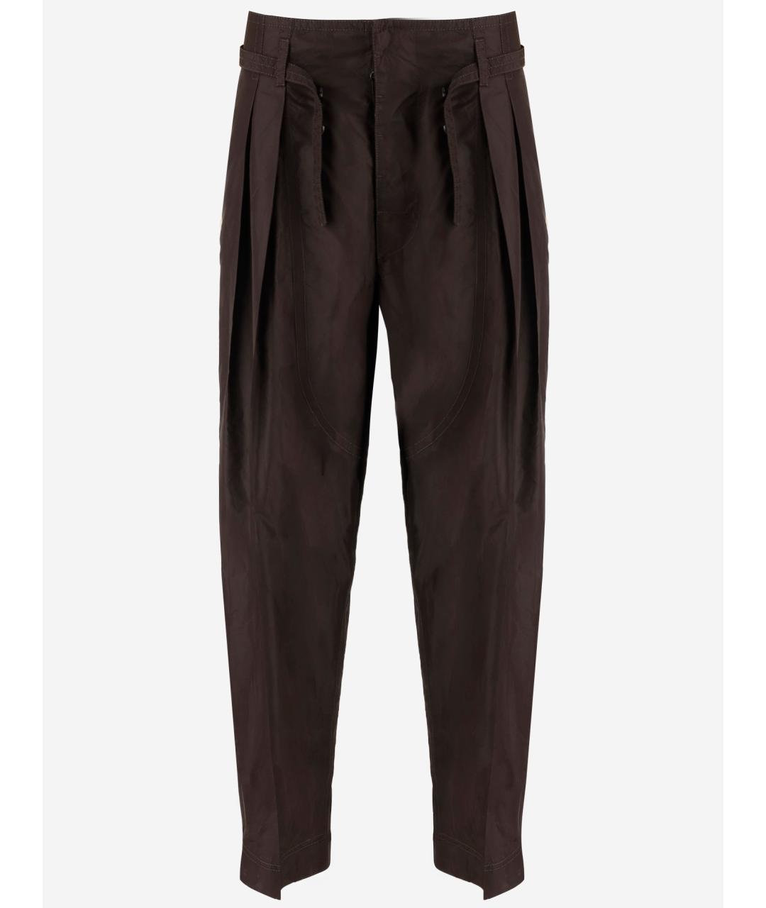BOTTEGA VENETA Коричневые шелковые прямые брюки, фото 4