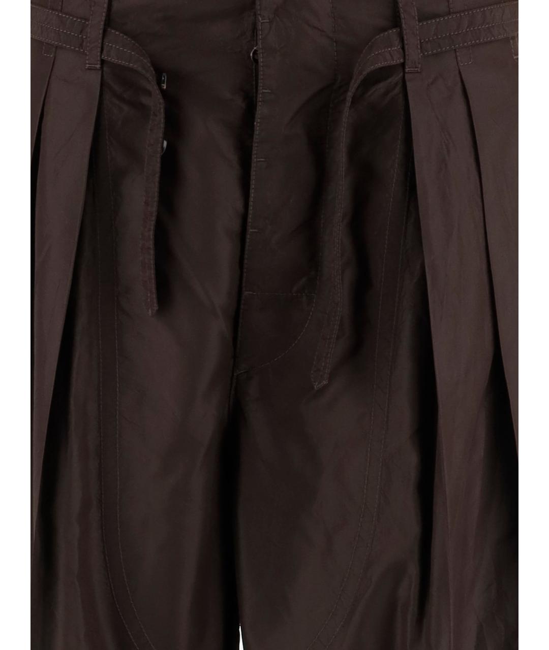 BOTTEGA VENETA Коричневые шелковые прямые брюки, фото 3