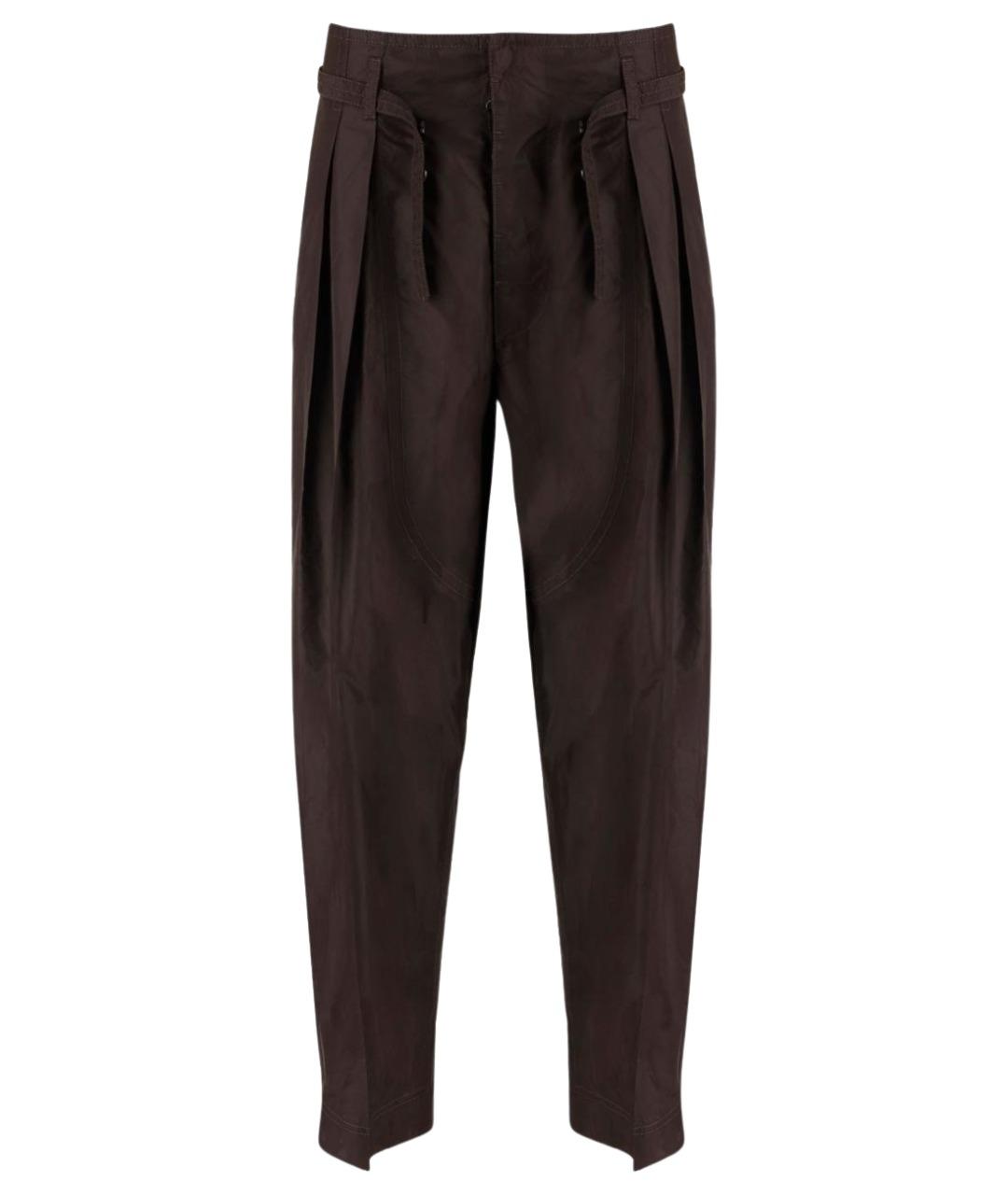 BOTTEGA VENETA Коричневые шелковые прямые брюки, фото 1