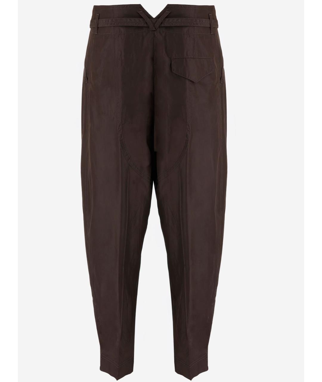 BOTTEGA VENETA Коричневые шелковые прямые брюки, фото 2