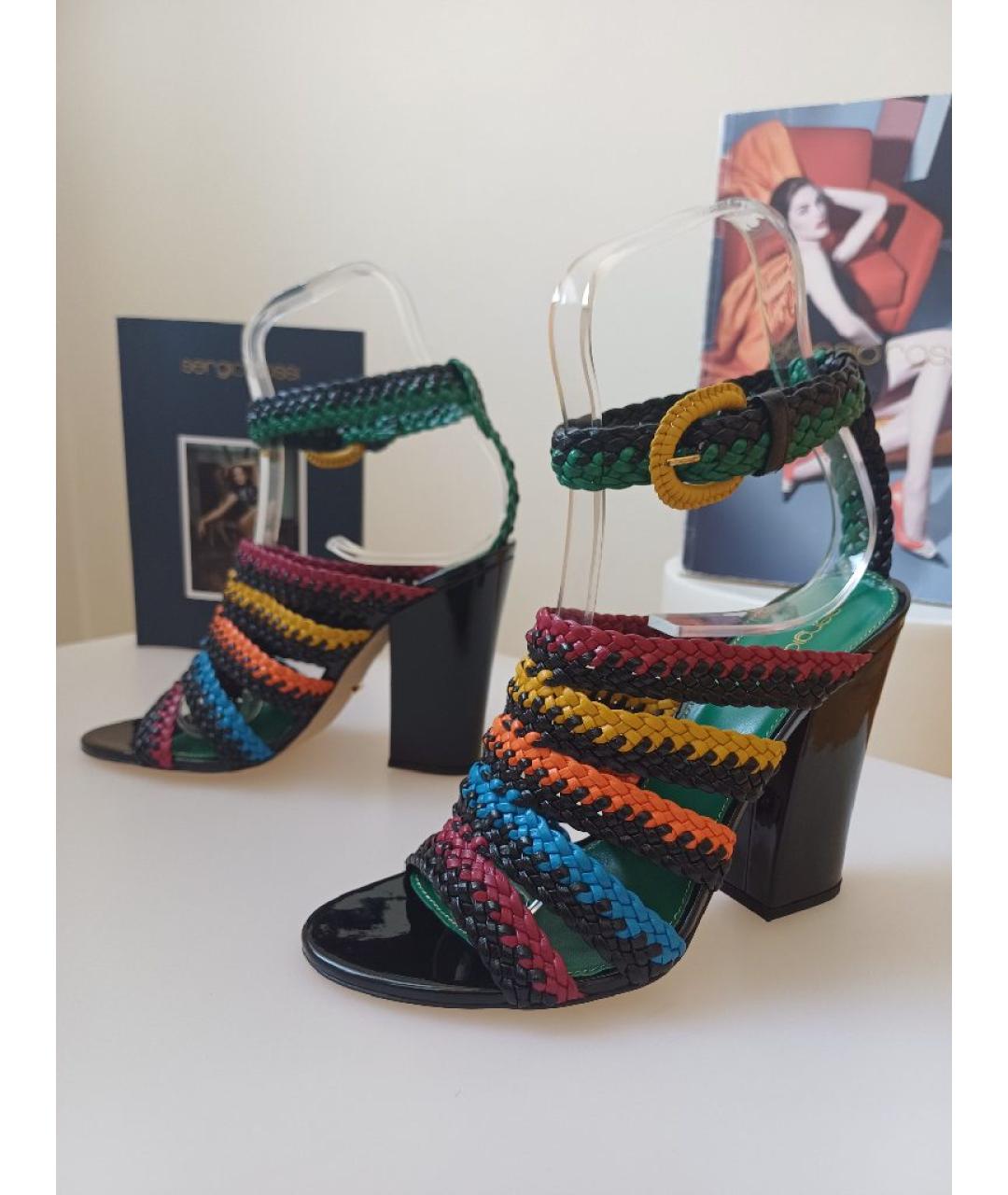 SERGIO ROSSI Мульти кожаные босоножки, фото 3