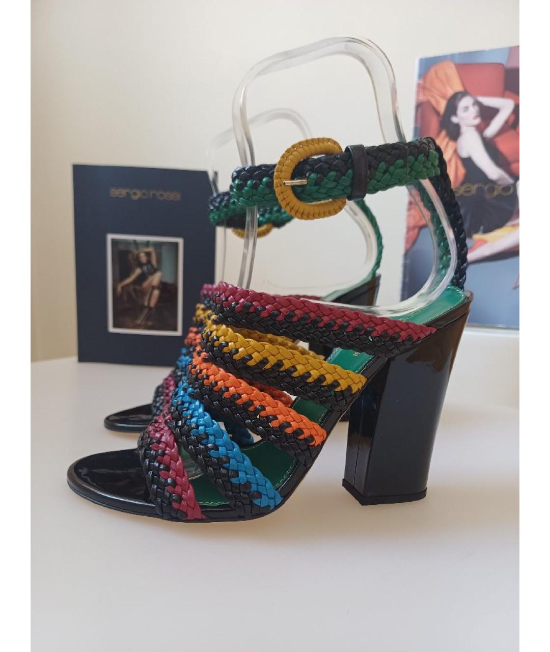 SERGIO ROSSI Мульти кожаные босоножки, фото 2