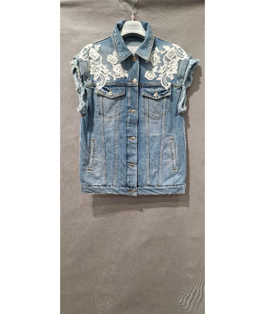 ERMANNO FIRENZE Голубой хлопковый жилет, фото 9