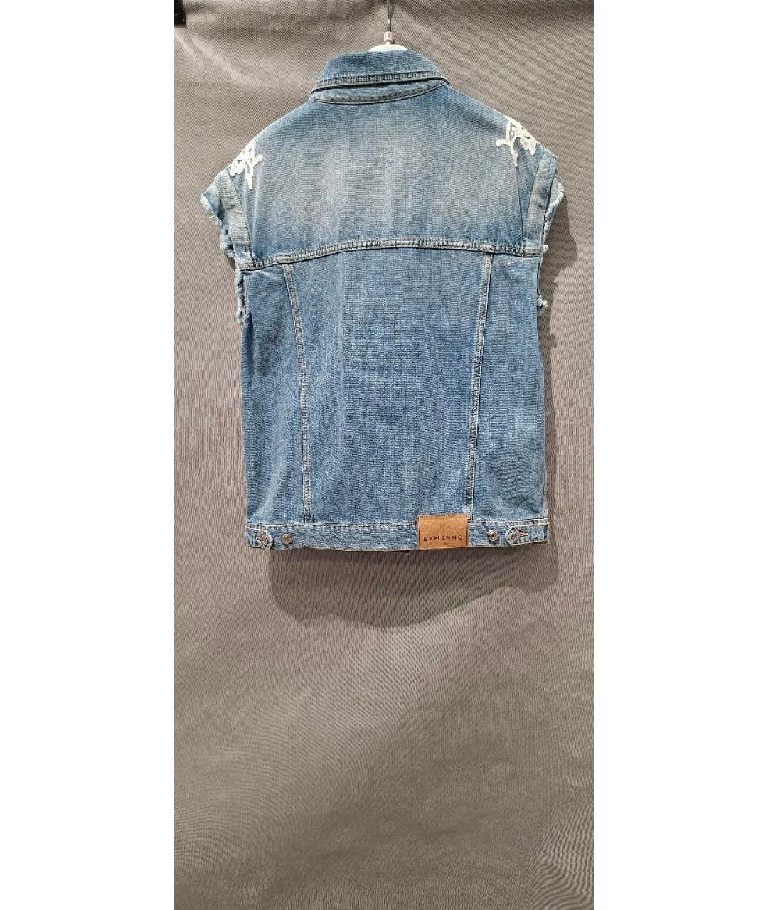 ERMANNO FIRENZE Голубой хлопковый жилет, фото 2