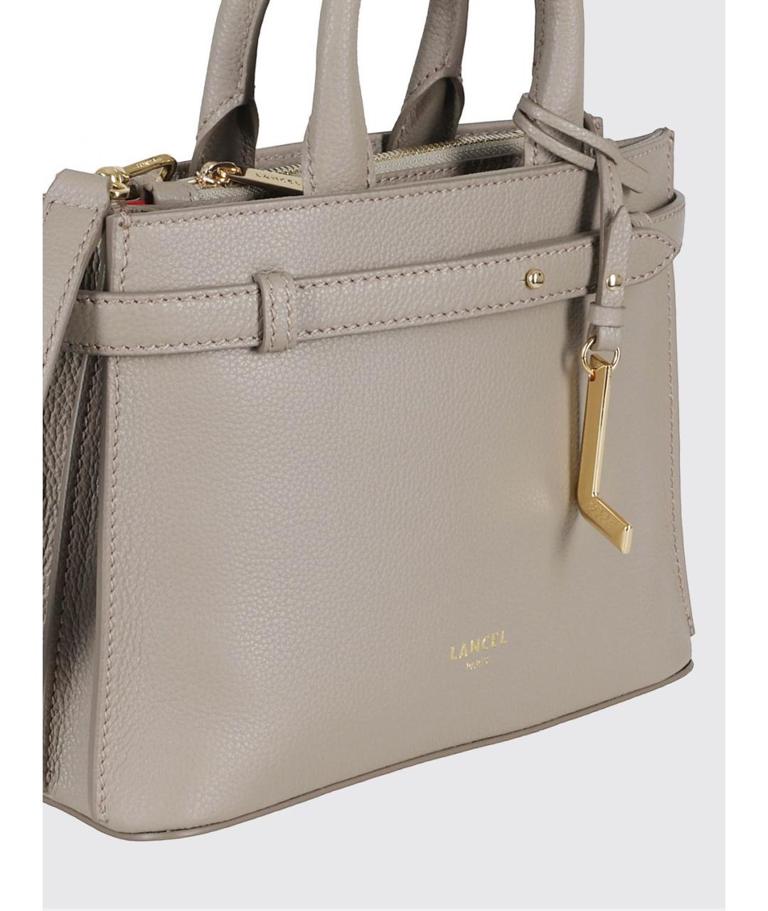 LANCEL Серая кожаная сумка с короткими ручками, фото 3