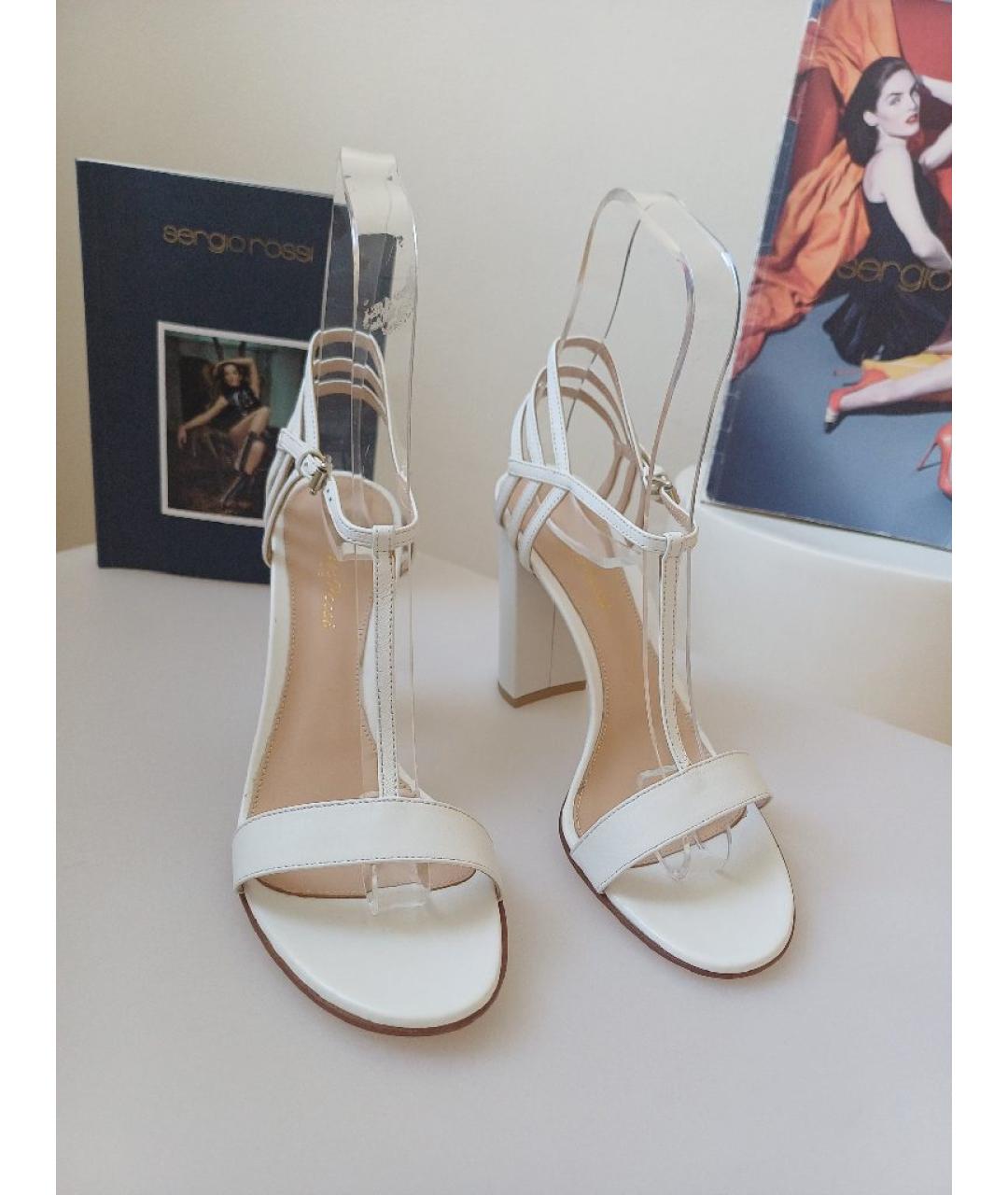 GIANVITO ROSSI Белые кожаные босоножки, фото 6