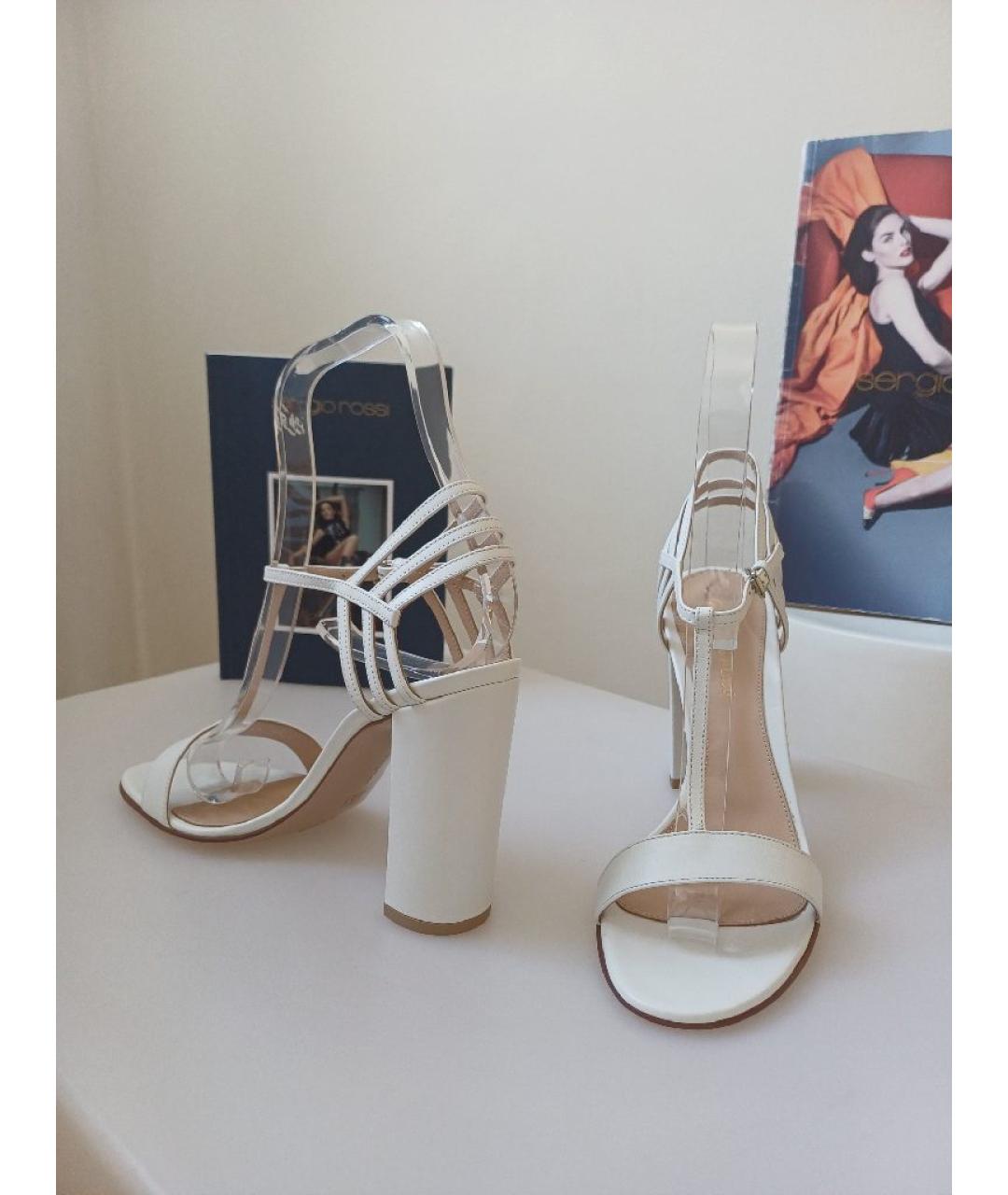 GIANVITO ROSSI Белые кожаные босоножки, фото 4