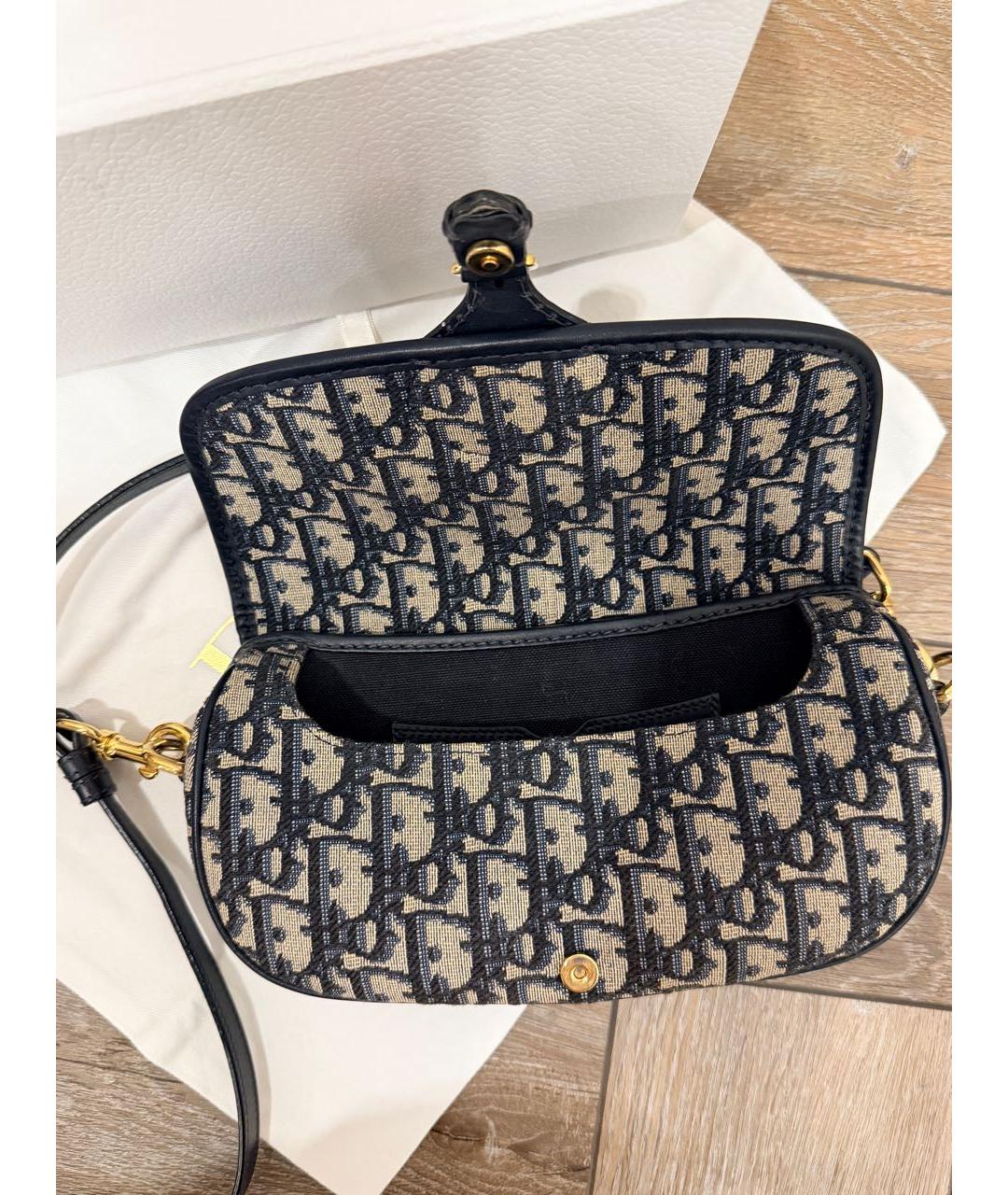 CHRISTIAN DIOR Темно-синяя жаккардовая сумка с короткими ручками, фото 4