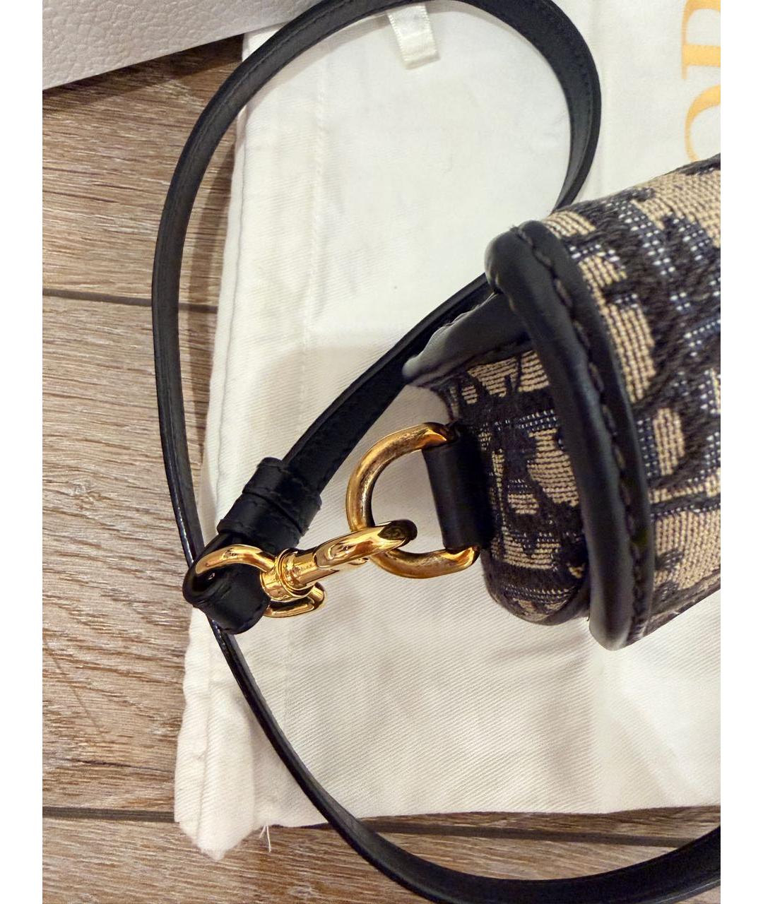 CHRISTIAN DIOR Темно-синяя жаккардовая сумка с короткими ручками, фото 2