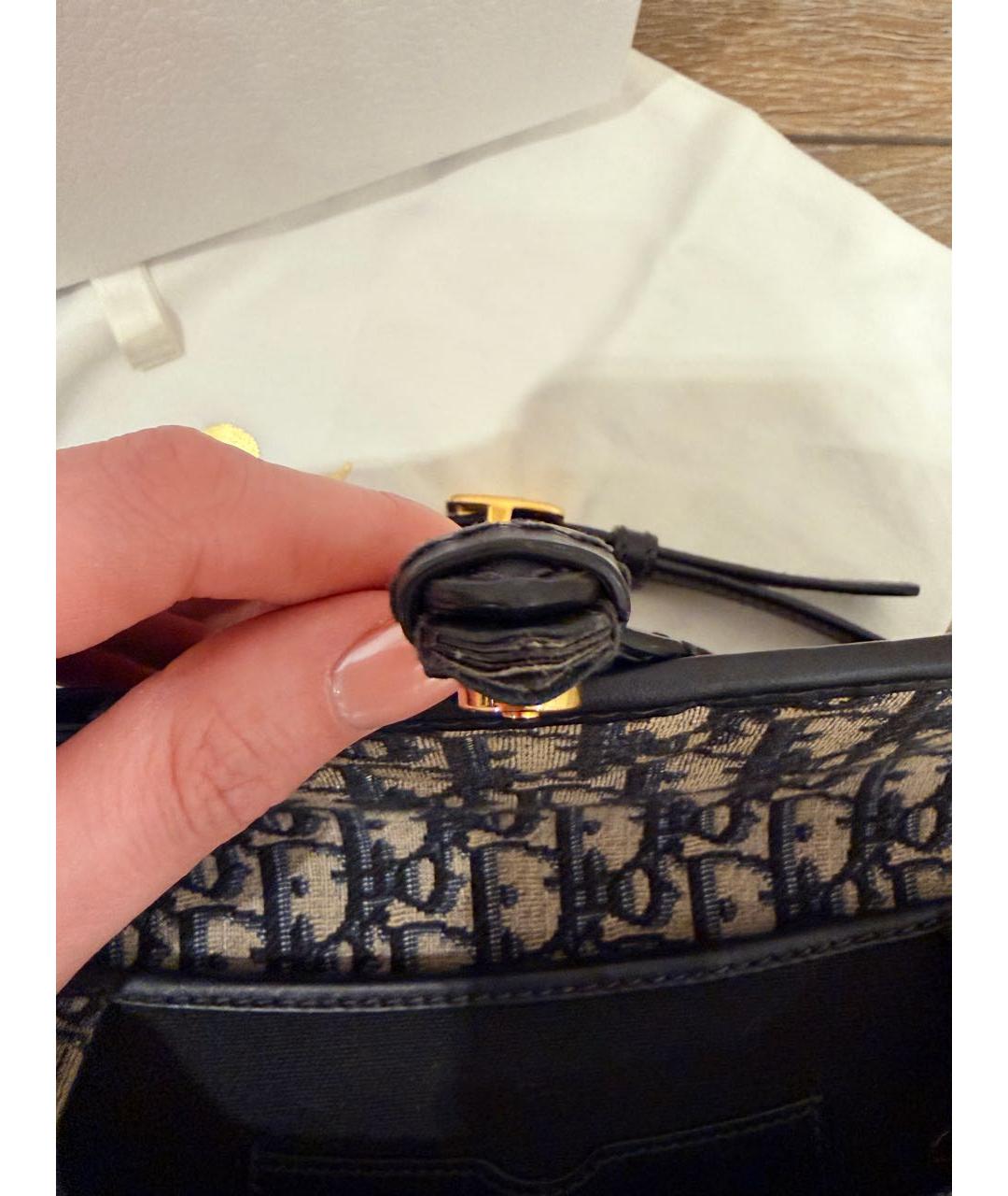 CHRISTIAN DIOR Темно-синяя жаккардовая сумка с короткими ручками, фото 5