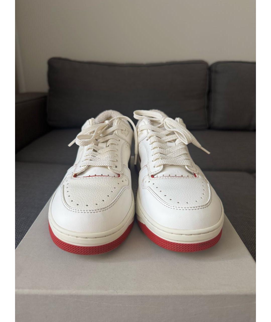 SANTONI Белые кожаные низкие кроссовки / кеды, фото 2