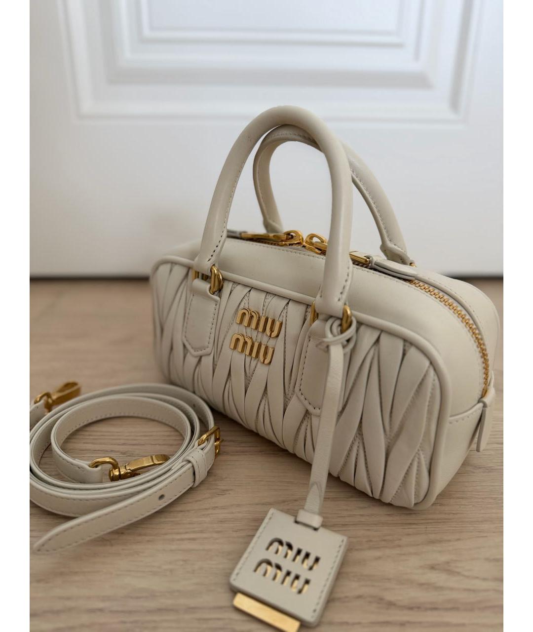 MIU MIU Белая кожаная сумка через плечо, фото 2