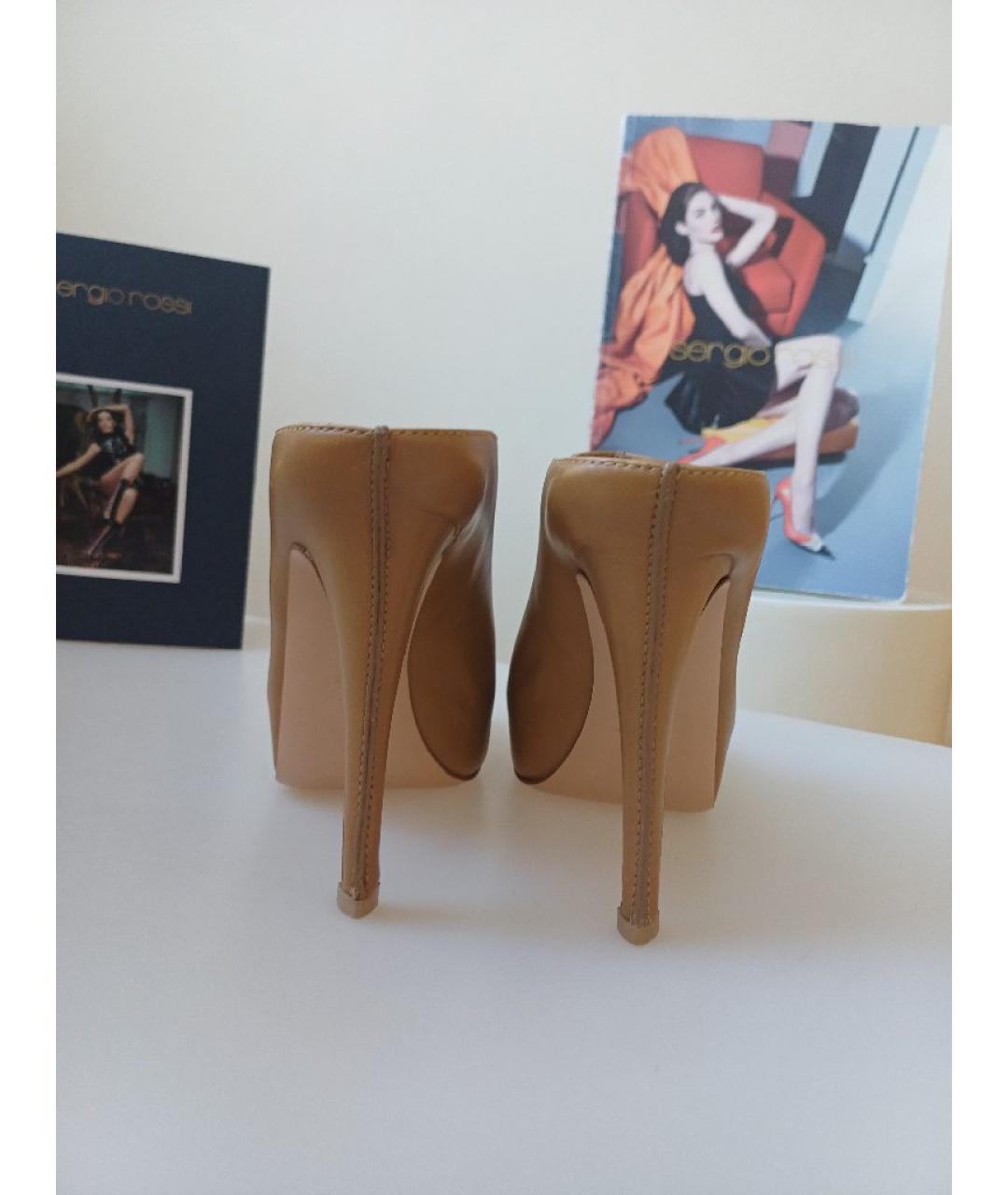 GIANVITO ROSSI Коричневые кожаные сабо, фото 8