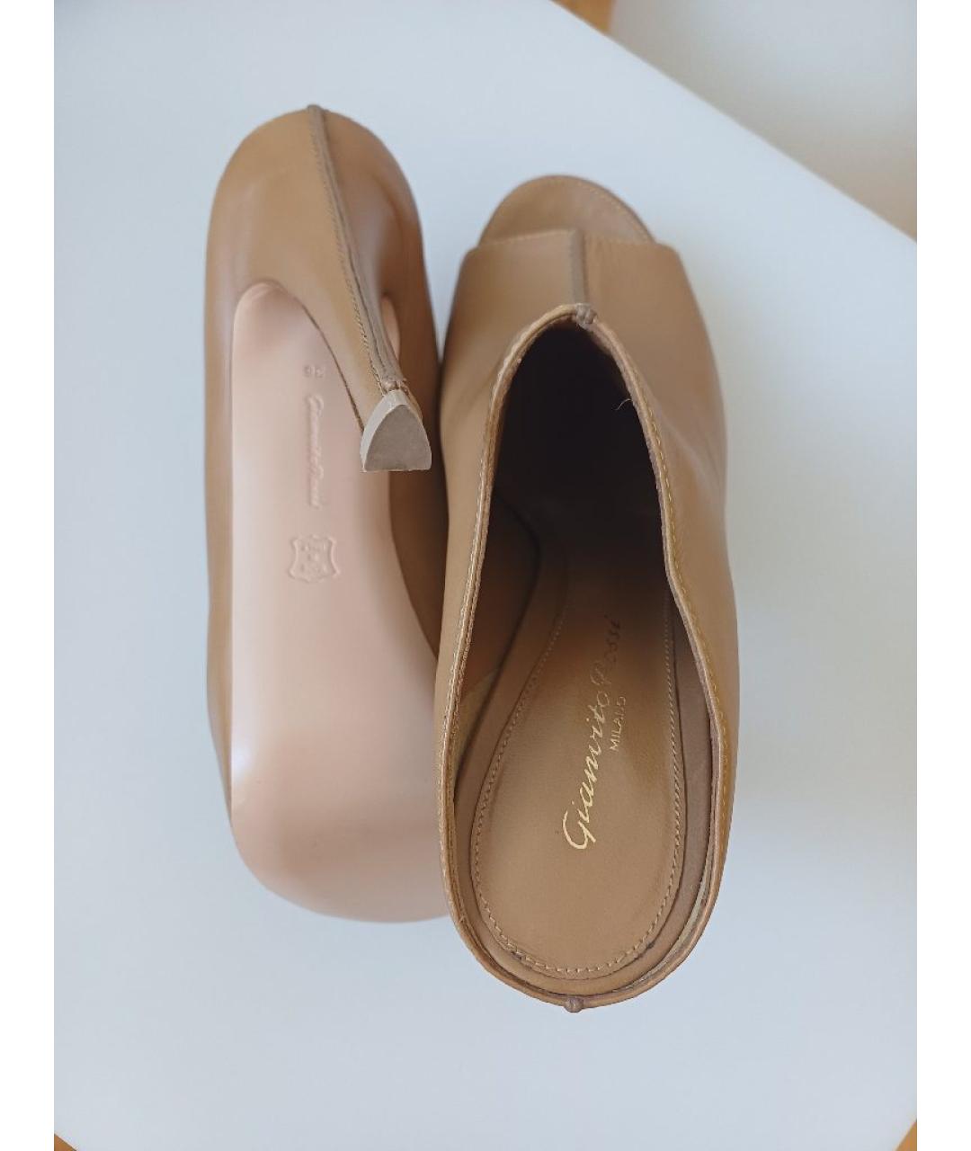 GIANVITO ROSSI Коричневые кожаные сабо, фото 9