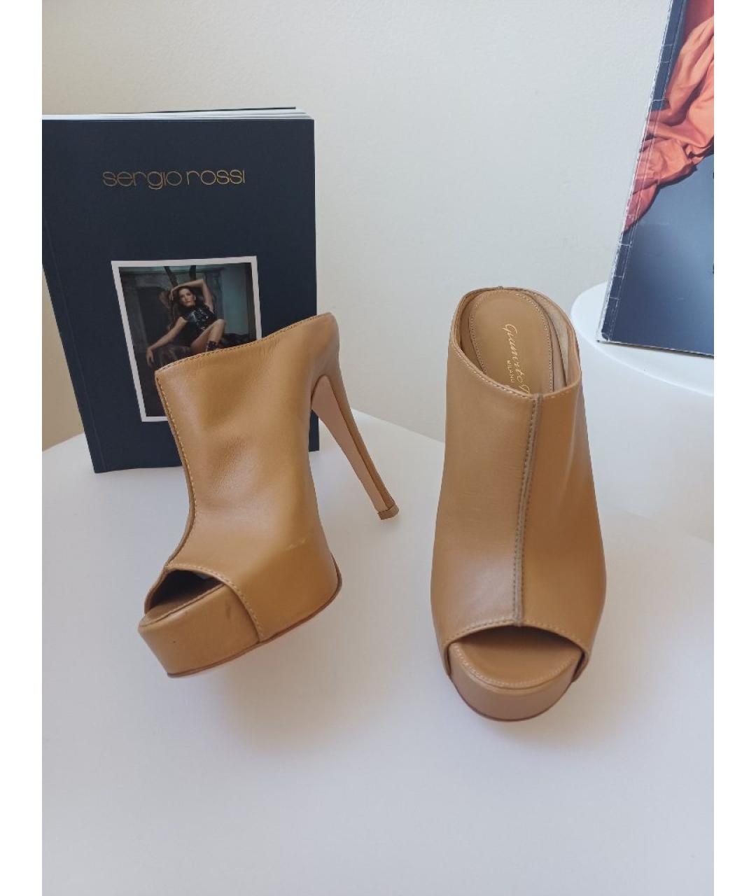 GIANVITO ROSSI Коричневые кожаные сабо, фото 6