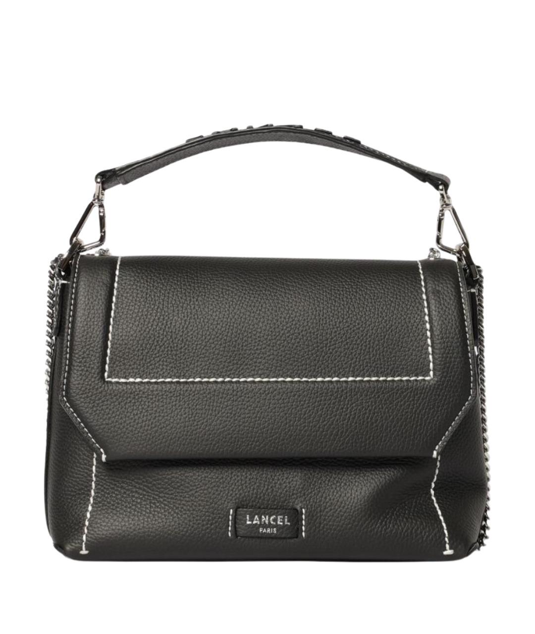 LANCEL Черная кожаная сумка с короткими ручками, фото 1