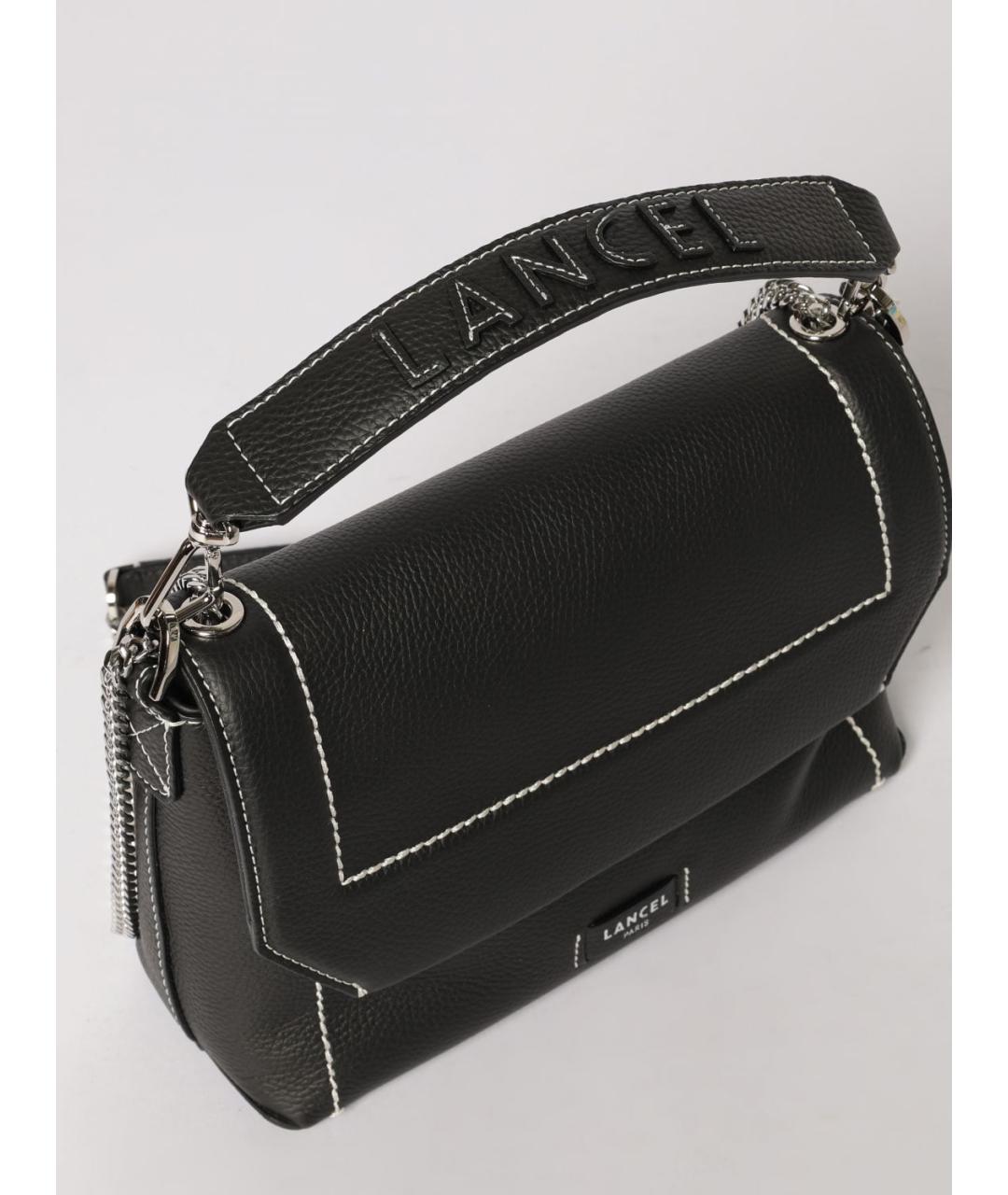 LANCEL Черная кожаная сумка с короткими ручками, фото 3