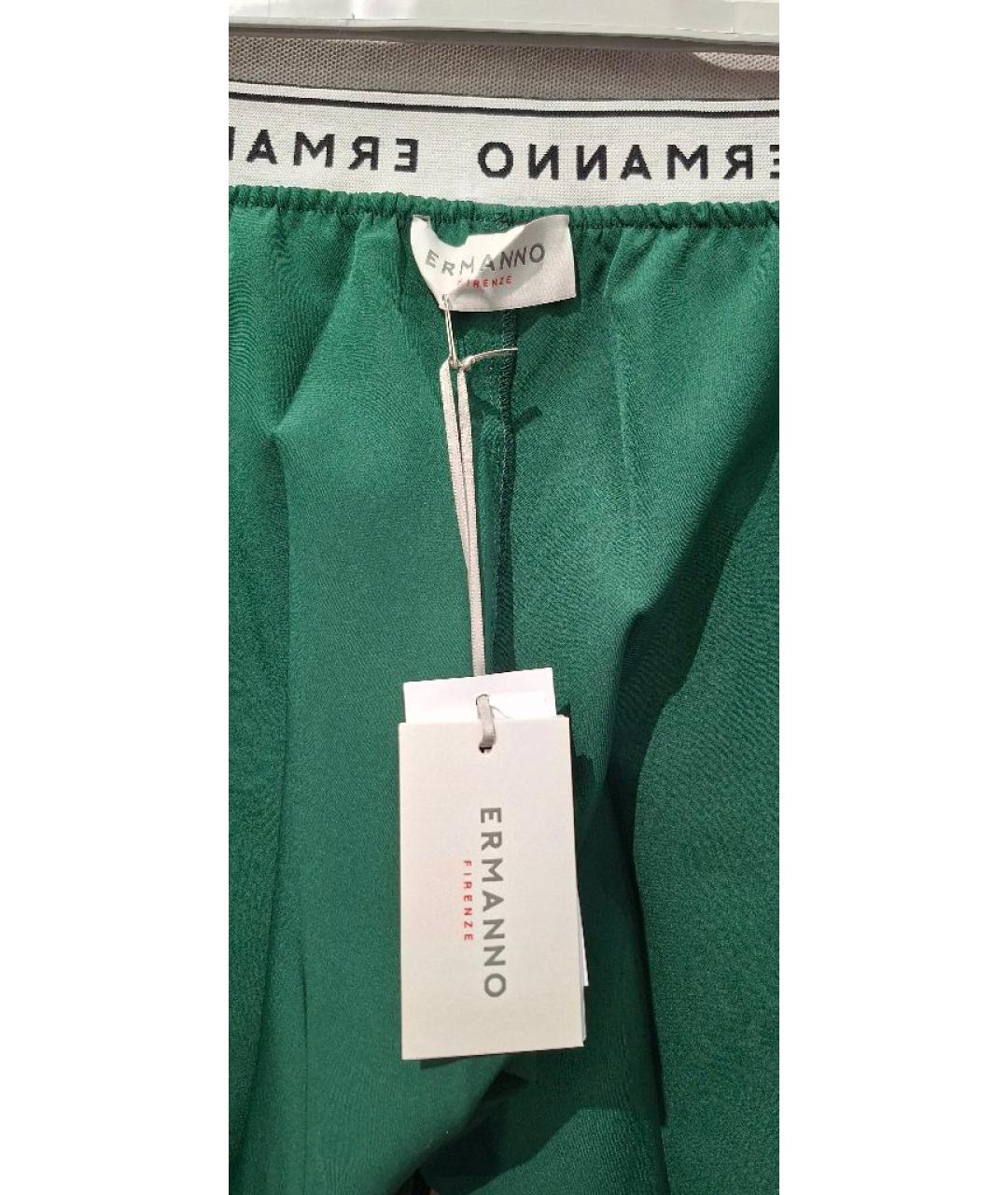 ERMANNO FIRENZE Зеленые полиэстеровые брюки узкие, фото 3