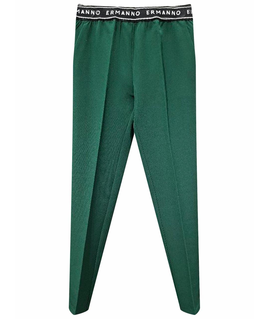 ERMANNO FIRENZE Зеленые полиэстеровые брюки узкие, фото 1