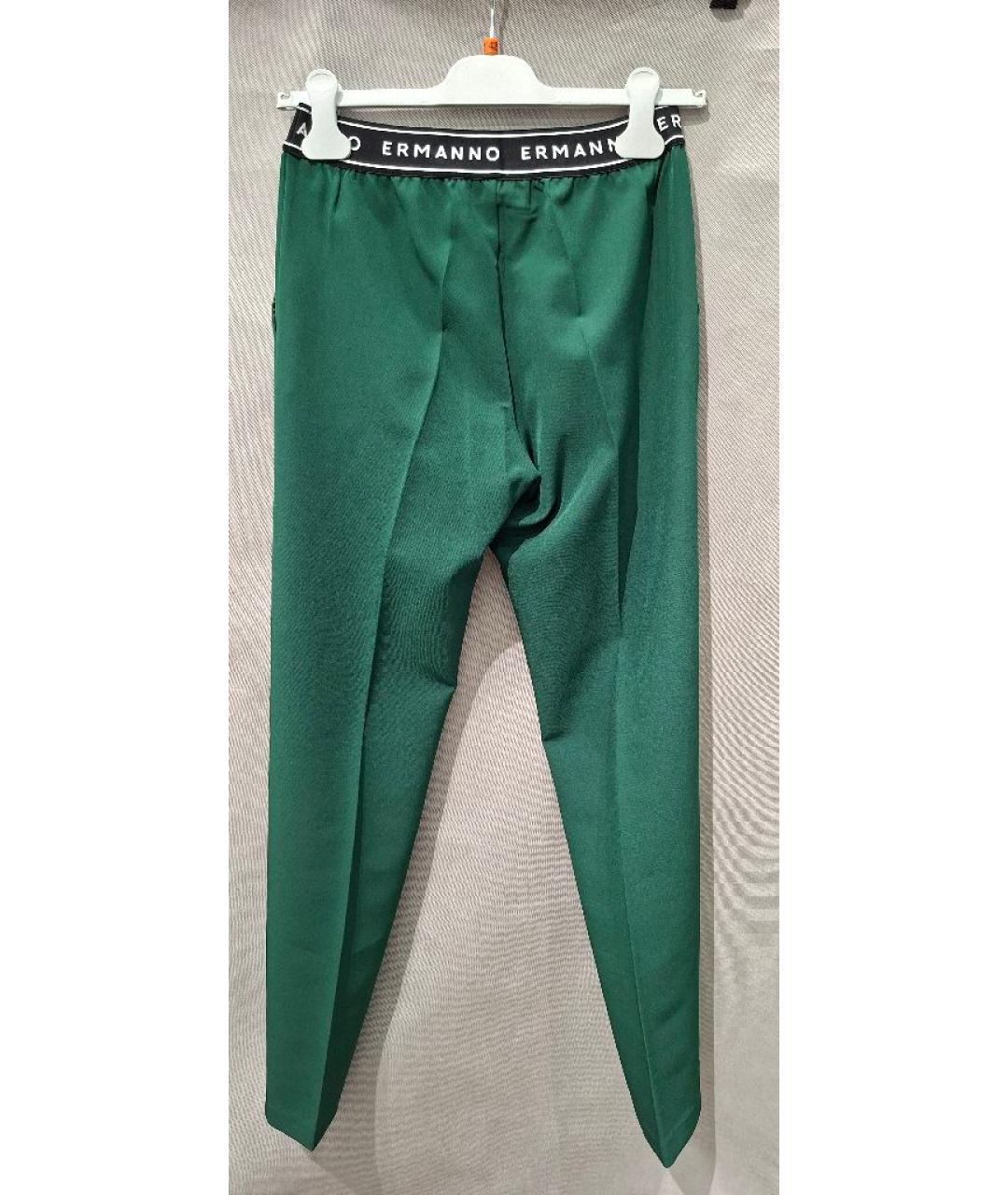 ERMANNO FIRENZE Зеленые полиэстеровые брюки узкие, фото 2