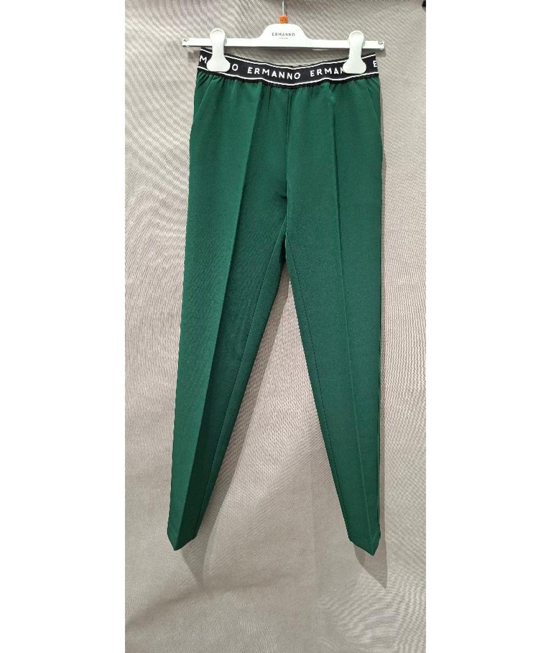 ERMANNO FIRENZE Зеленые полиэстеровые брюки узкие, фото 7